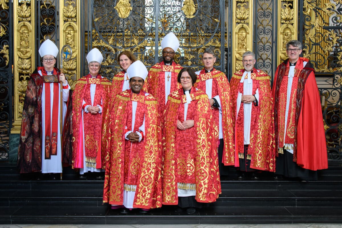 Bishop Anderson and Archdeacon Katherine with a group of senior clergy