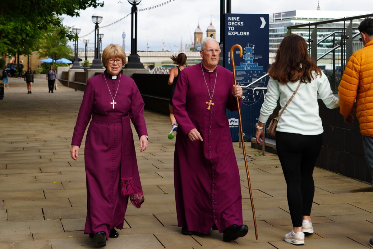 Bishops walking by the River Thames